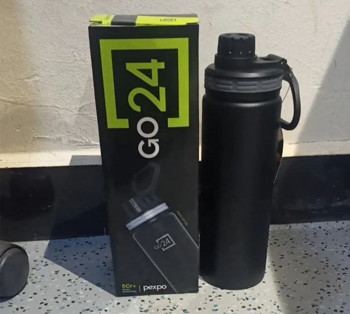 Pexpo Stainless Steel Water Bottle with Carry Handle 900 ML, For Gym and Travel