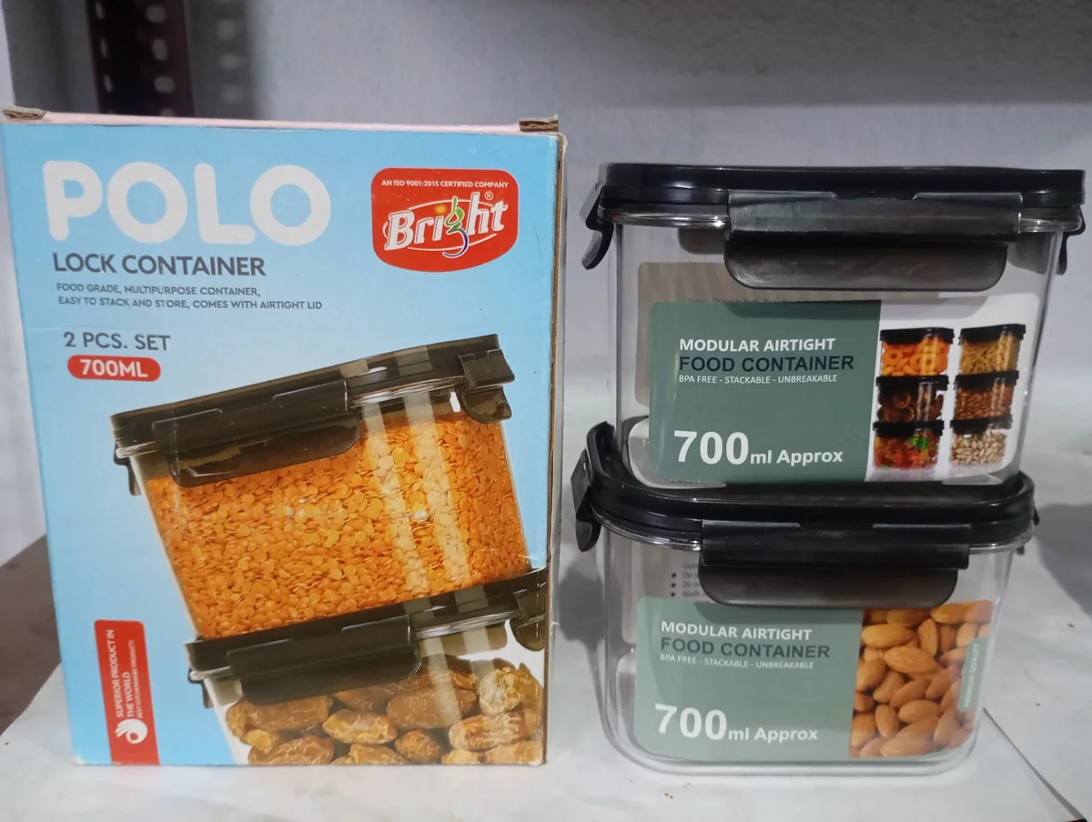 Bright Polo Lock Container 700 ML, 2 Pieces Set