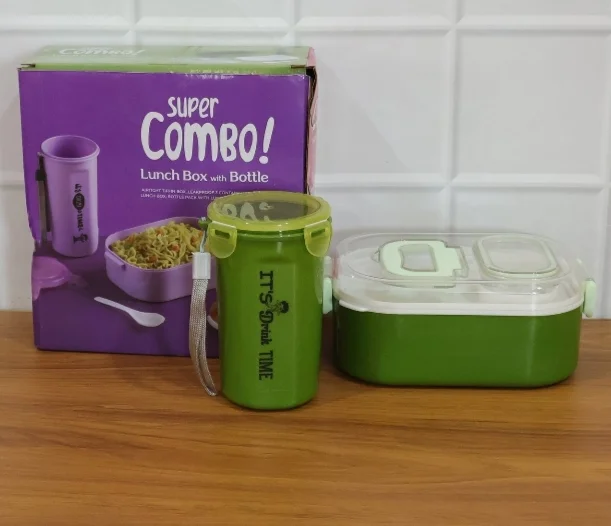 Plastic Lunch Box with Bottle Combo Set
