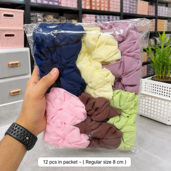 Hand Made Georgette Scrunchies 12 Pieces Pack