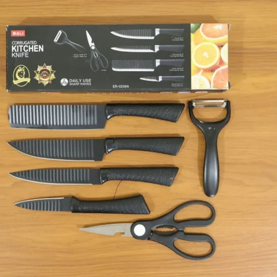 6 in 1 Kitchen Knife Set with Peeler, Scissor