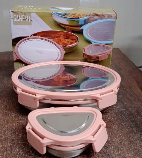 Ganesh Classy Stainless Steel Lunch Box 2 Container Set