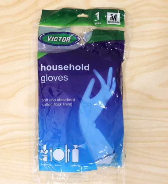 Victor Water Proof Rubber Cleaning Gloves Gloves 1 Pair, Medium Size, Reusable