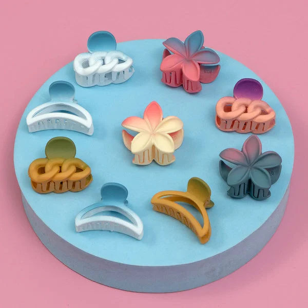 Korean Matte Hair Claws 12 Pieces Pack