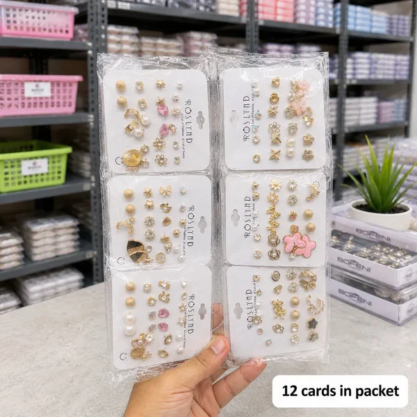 Korean Ear Ring 12 Cards Pack