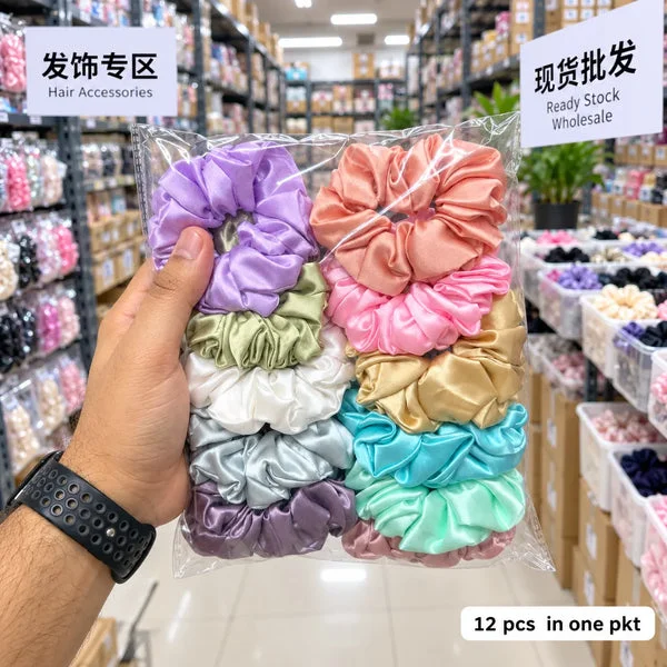 Satin Fril Hair Crunchies