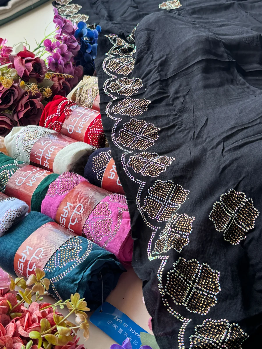 Imported Premium Kashka Stone Work Hijab 12 Pieces Set