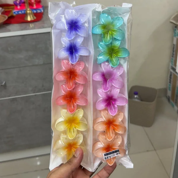 Flower Hair Claws 12 Pieces Pack