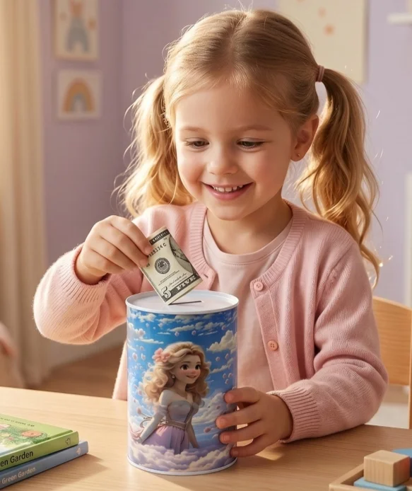Kids Cartoon Printed Metal Coin Box