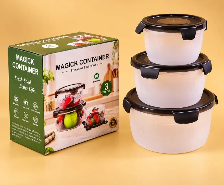 Magic Round Lock Container 3 Pieces Set