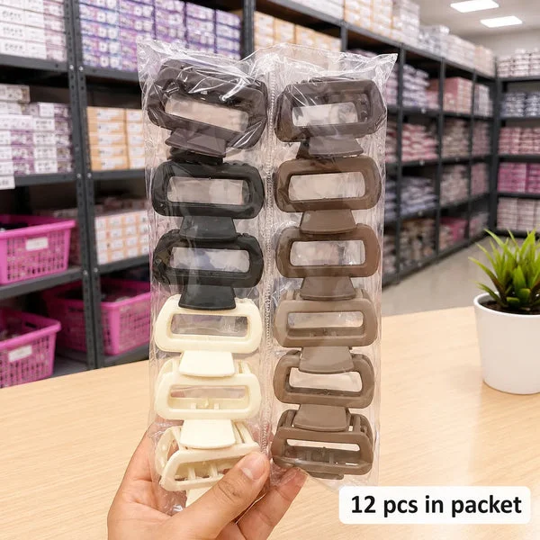 Korean Matt Hair Claw 12 Pieces Pack