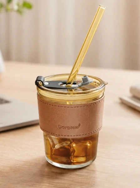 Glass Cup with Straw Lid