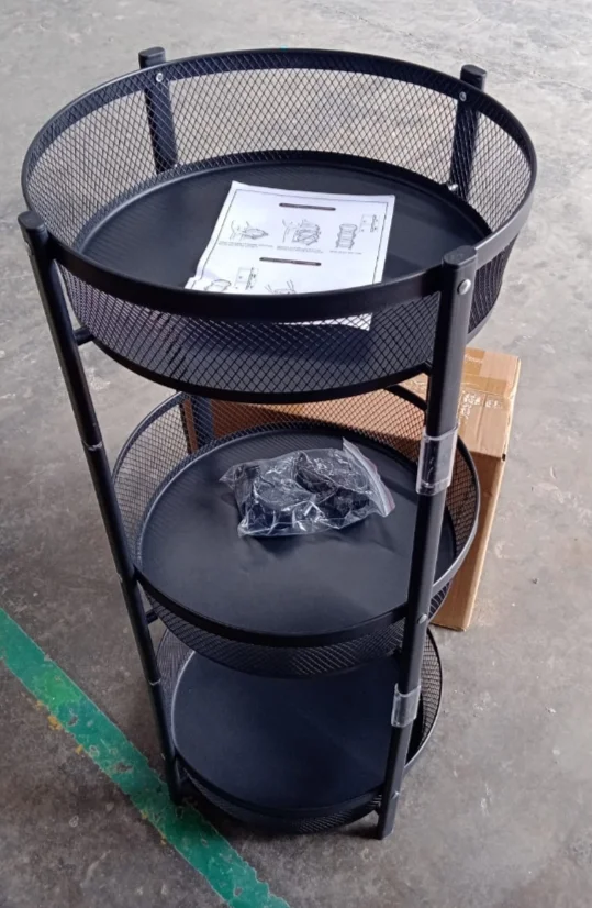 Metal Mesh 3 Layer Storage Rack with Wheel