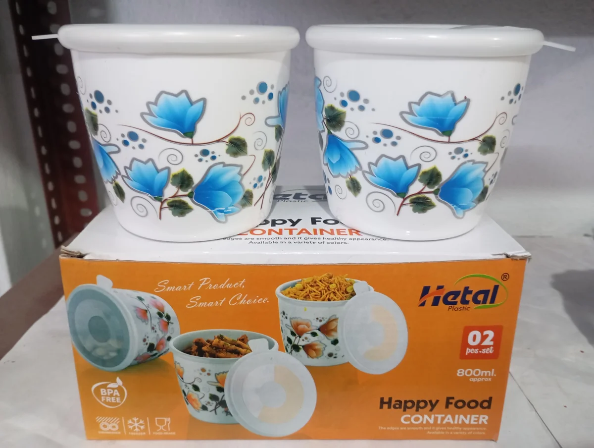 Hetal Airtight Happy Food Container 800 ML, 2 Pieces Set