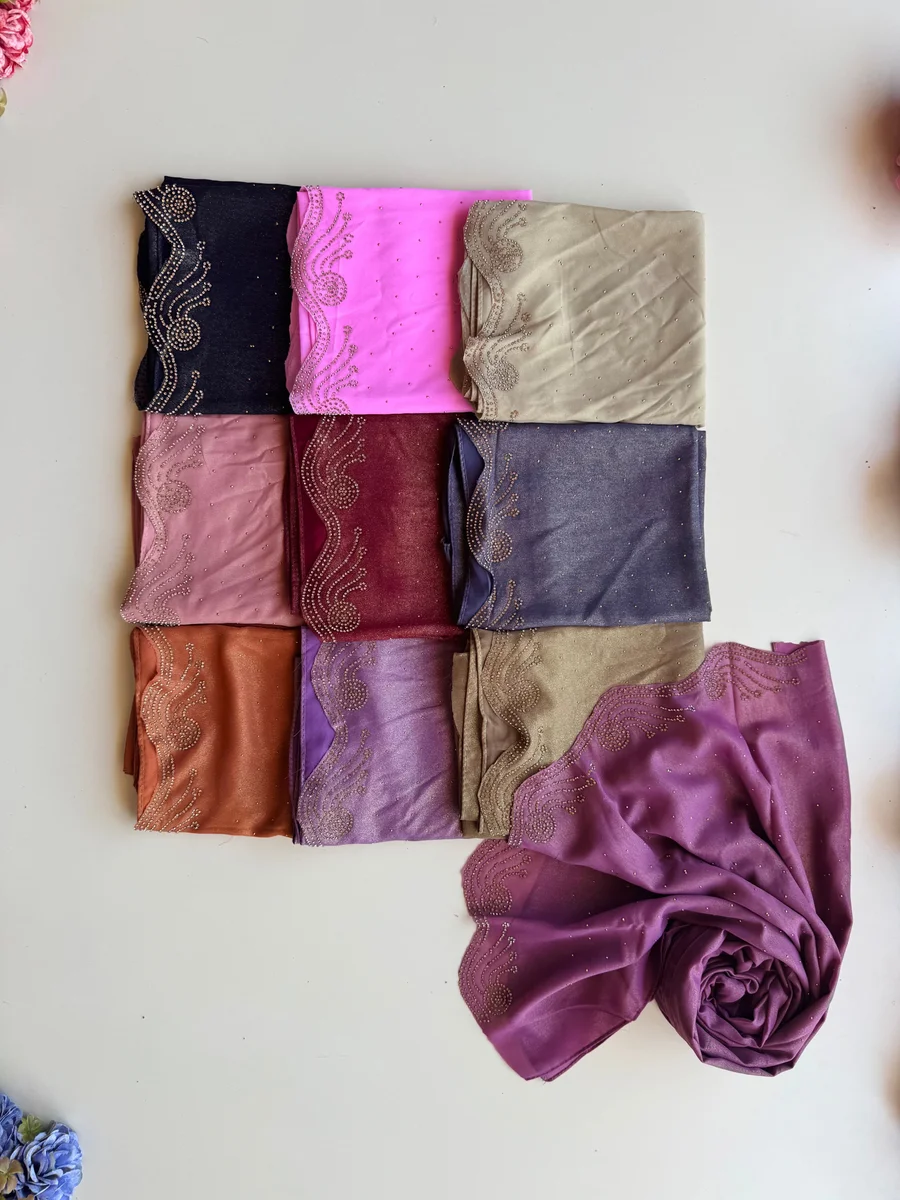 Premium Shimmer Bridal Hijab 10 Pieces Pack