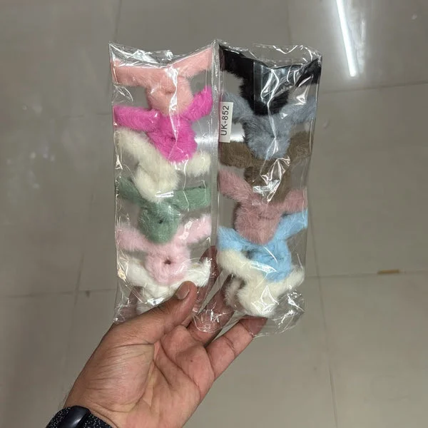 Korean Style Fur Hair Claw 12 Pieces Pack
