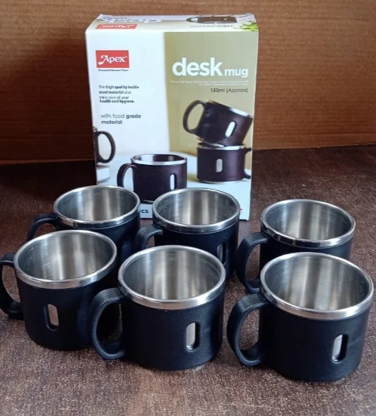 Apex Stainless Steel Desk Mug 6 Pieces Set 150 ML
