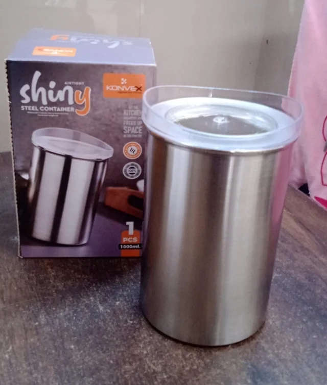 Konvex Shiny Airtight Steel Container 1000 ML