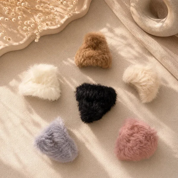 Korean Mini Fur Hair Claw 12 Pieces Pack