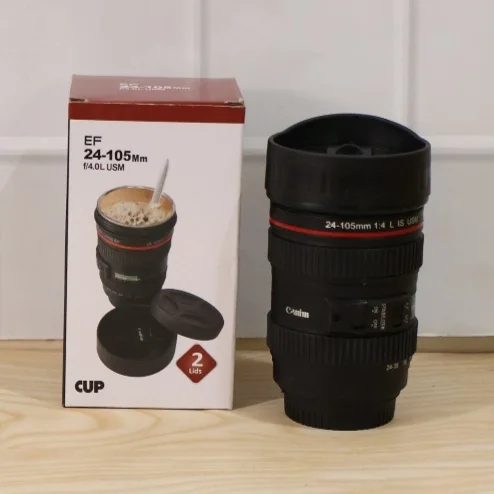 Camera Lens Style Inner Steel Tea Coffee Mug 350 ML