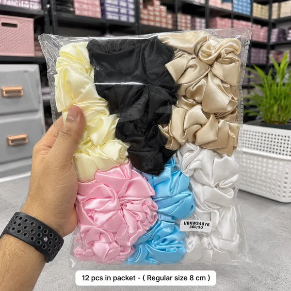 Hand Made Satin Scrunchies 12 Pieces Pack