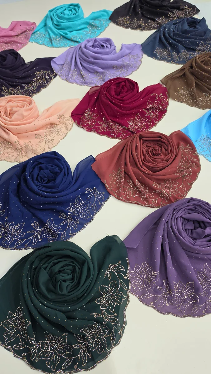 Soft Chiffon Hijabs 2 Meter Length Pack of 12 Pieces