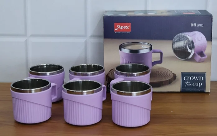 Apex Crown Inner Steel Tea Cup 6 Pieces Set