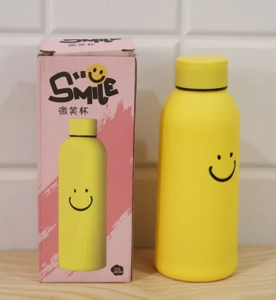 Smiley Face Glass Water Bottle 400 ML