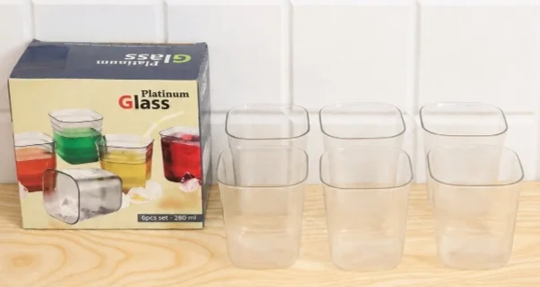 Unbreakable Platinum Glass 6 Pieces Set, 280 ML