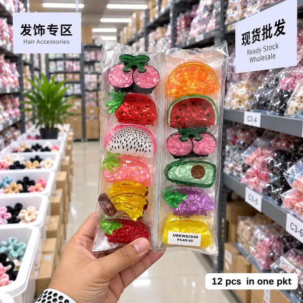 Korean Fruit Hair Claws 12 Pieces Pack
