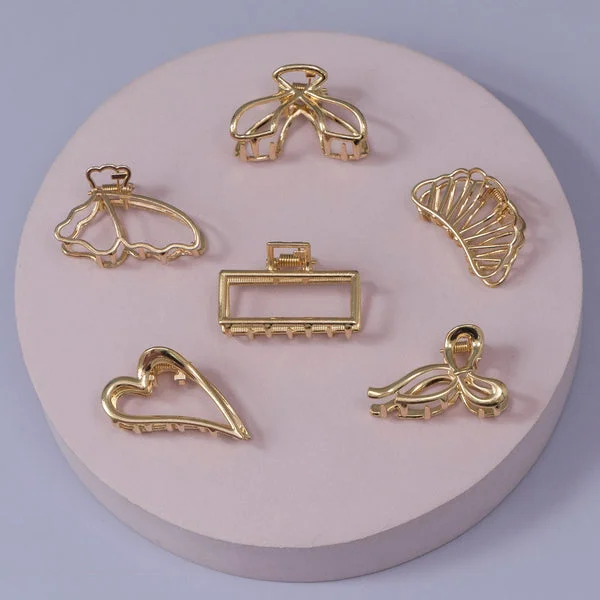 Golden Metal Hair Claw 12 Pieces Pack