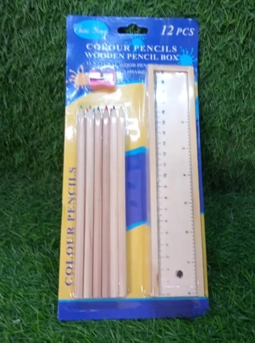 Wooden Pencil with Sharpener 12 Pcs Set