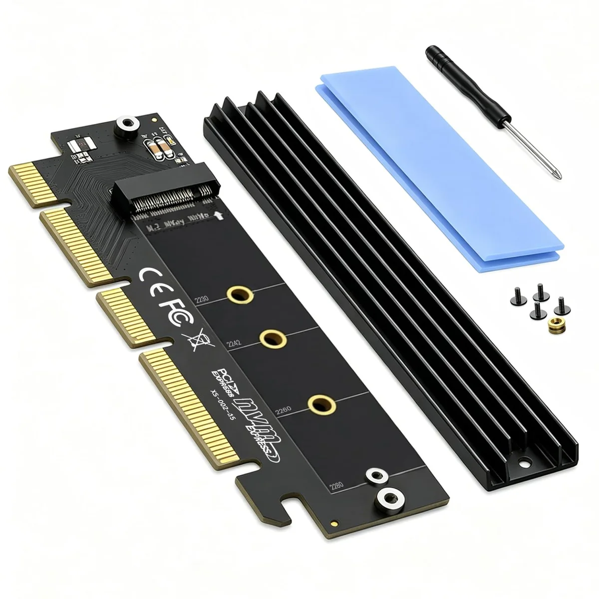 Verilux PCIe 4.0 M.2 NVMe AHCI Adapter Heatsink X16 2280/2260/2242/2230