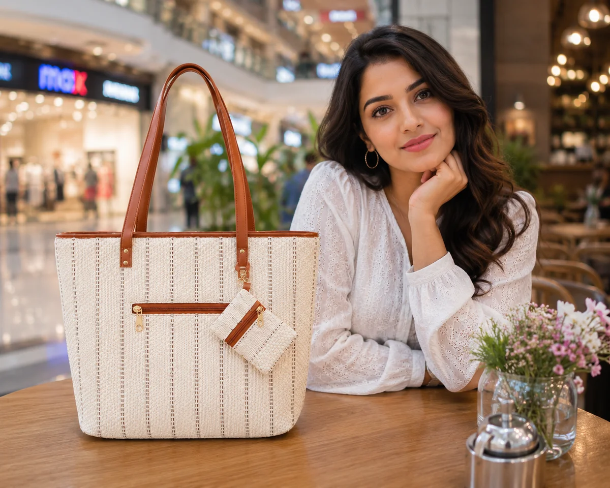Stylish Women's Tote Handbag with Pouch