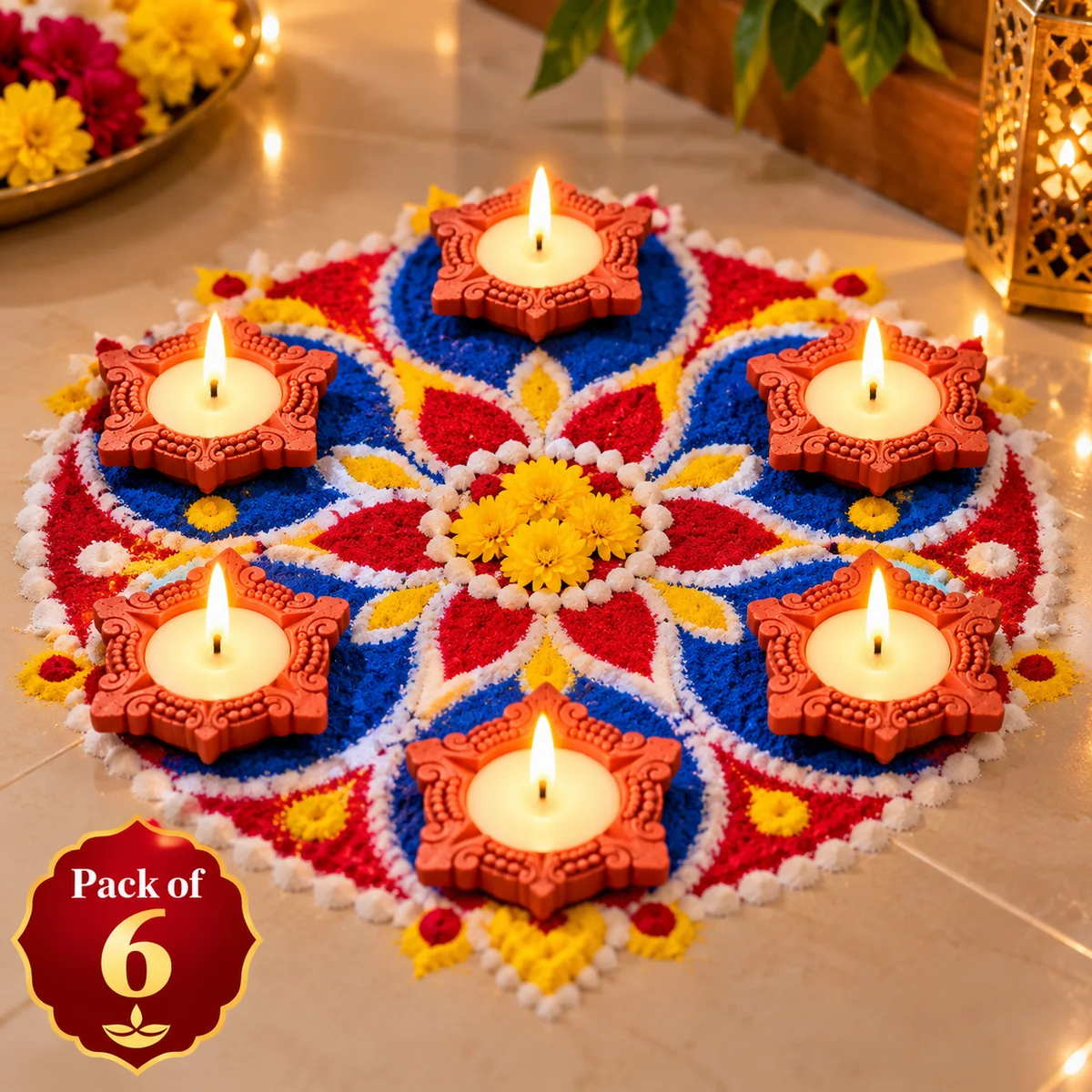 Terracotta Decorative Diya Candles – Pack of 6