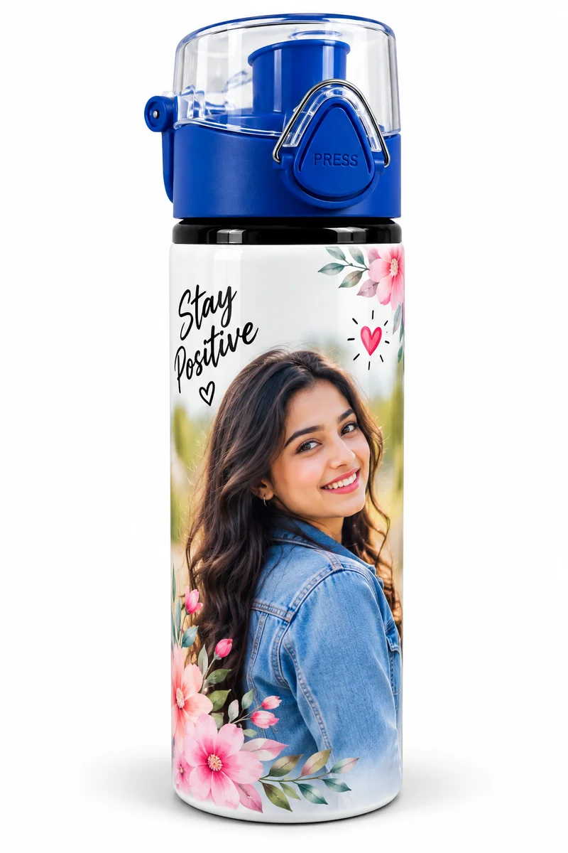 White Sublimation Water Bottle with Sports Flip Cap