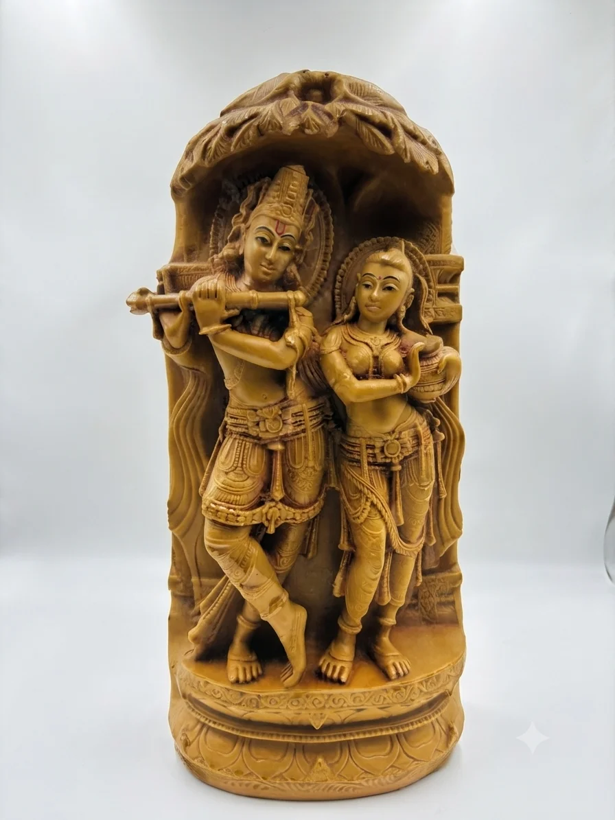 Radha Krishna Divine Flute Playing Statue