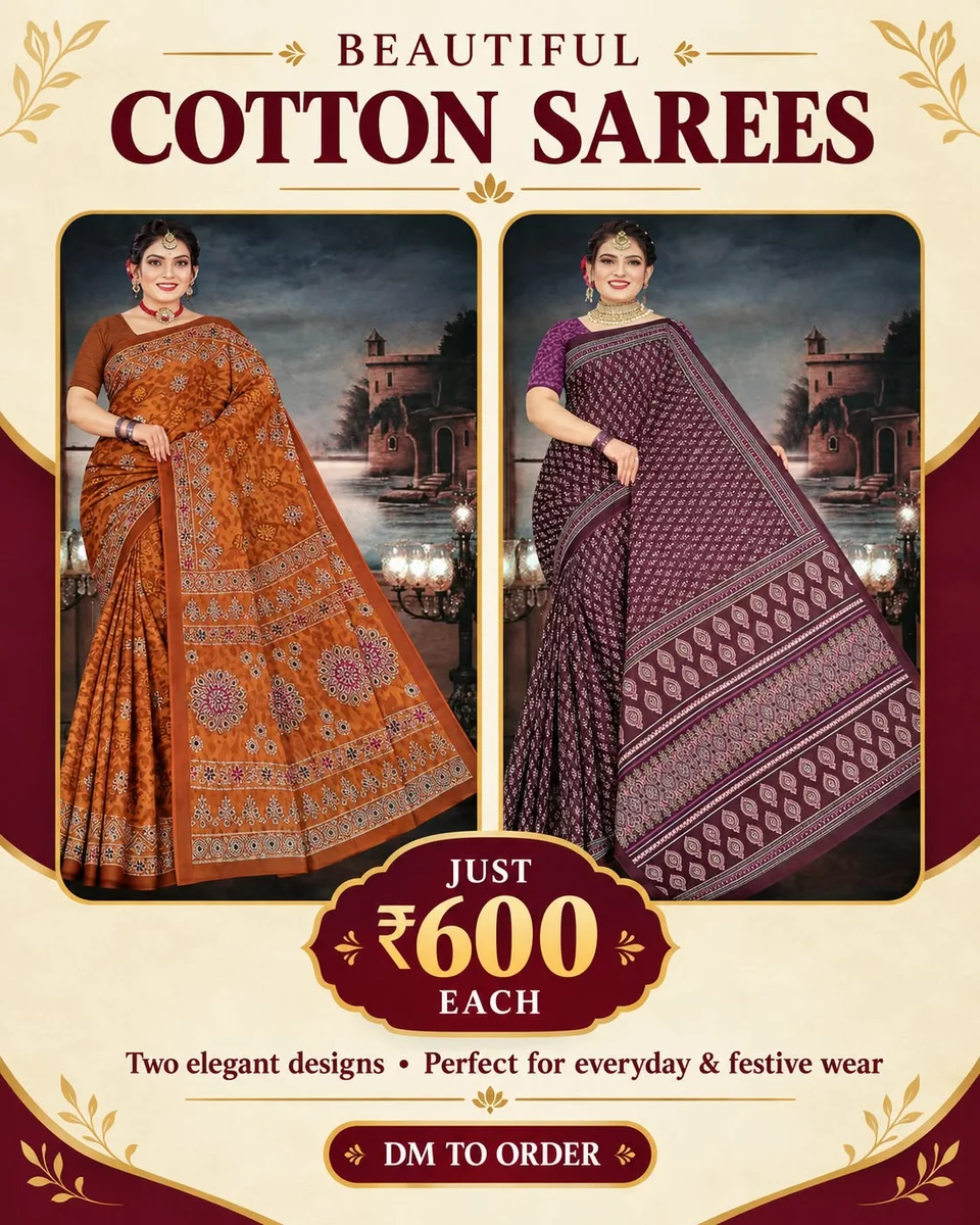 Premium Beautiful Cotton Sarees