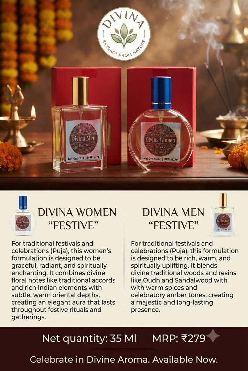 Divina Festive (Puja) Perfume ( Men and Women Combo) 35ML+35ML
