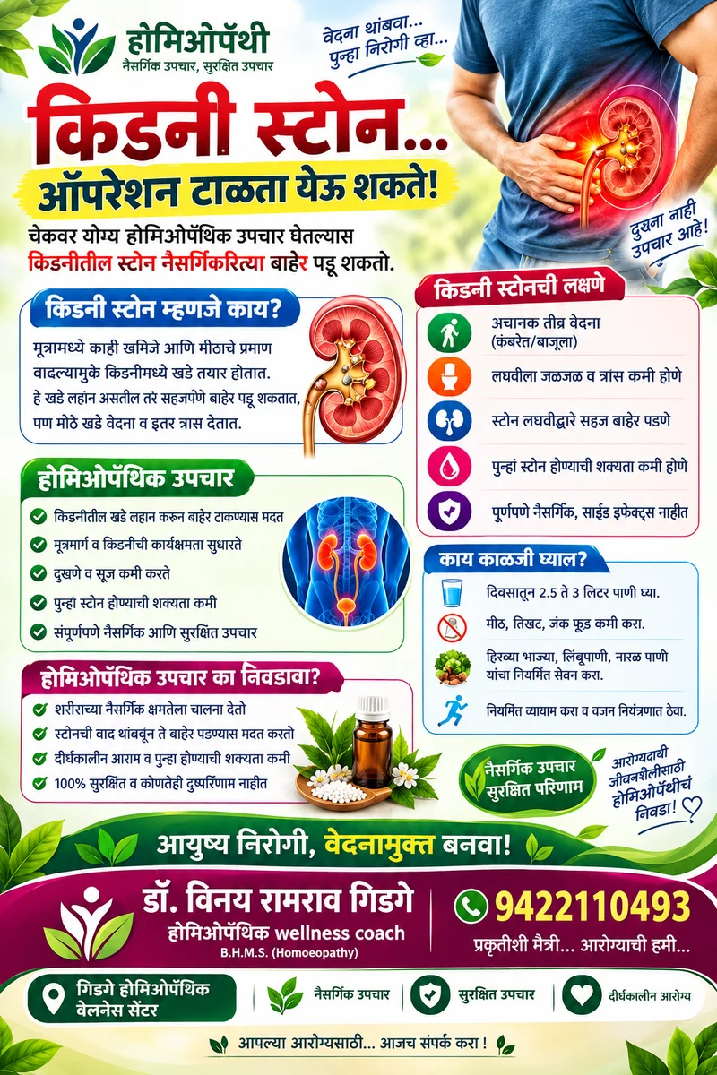 किडनी स्टोन साठी होमिओपॅथिक औषधे चे एक महिन्याचे किट होमिओपॅथिक औषधे किडनी स्टोन विरघळण्याचे काम करतात तसेच खाली नेण्याची काम करतात