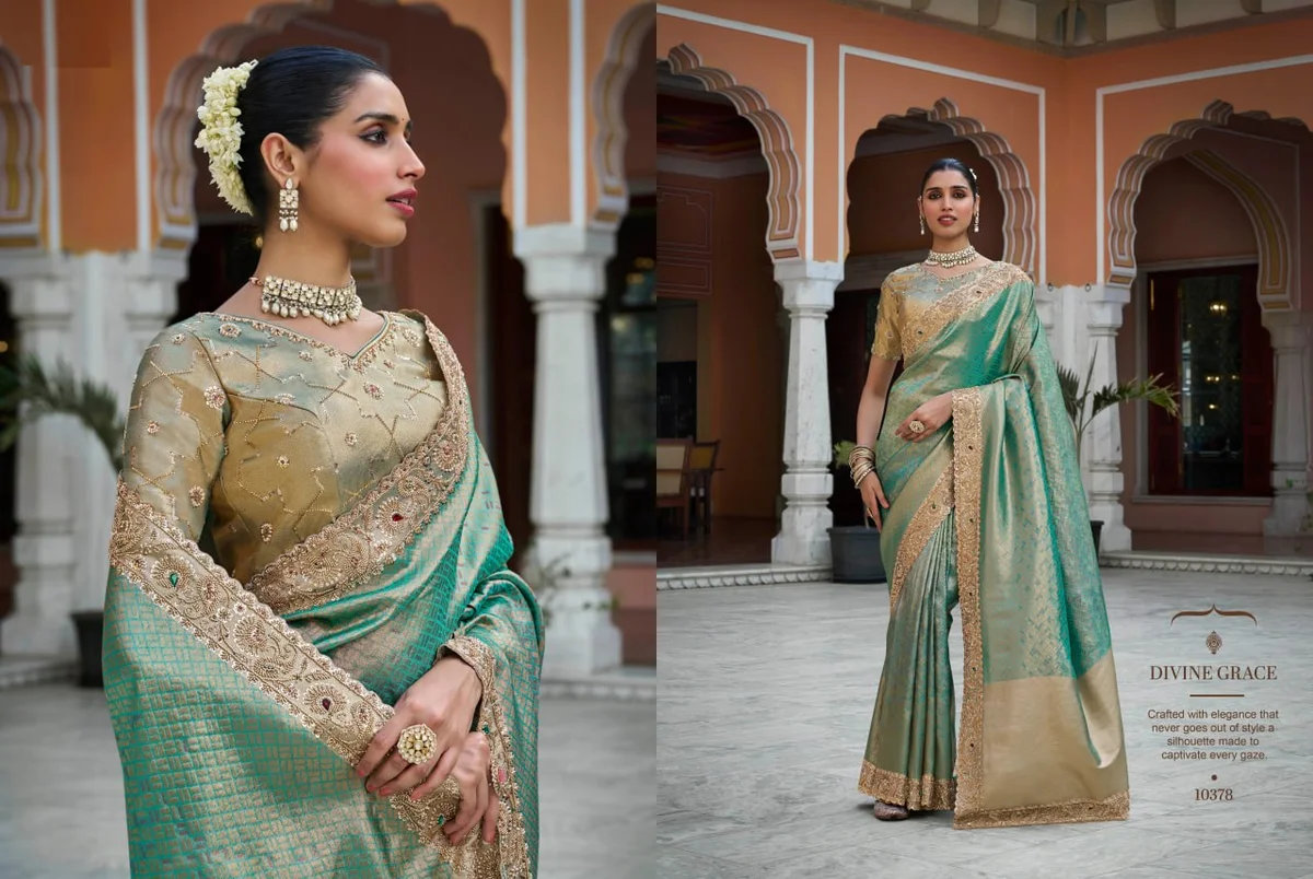 Kanjivaram Soft Silk Saree with Beads Work + matching blouse by www.Laavsee.com