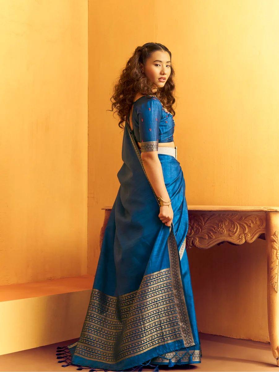 Gurbani Handwork (Series 01–06) – Tussar Silk Handloom Weaving Saree + Handwork blouse | Occasion: Party, Festive