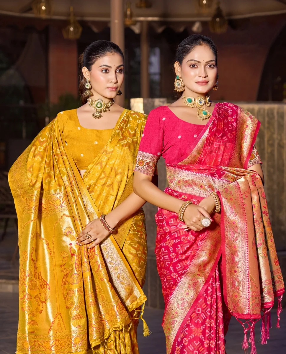 Bandhani Silk (Series 1001โ1004) โ Silk Saree with Bandhani Zari Weaving Work