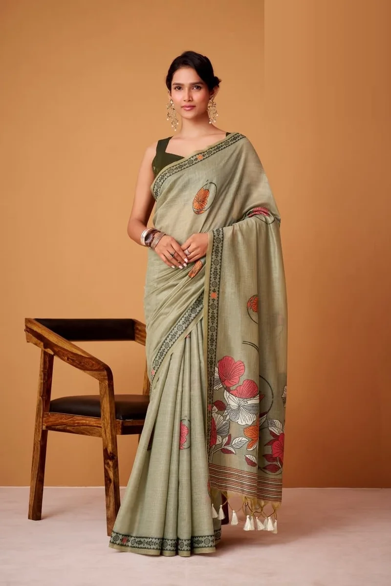 SILVER PEARLS SILK – Jamdani Cotton Saree with matching blouse piece