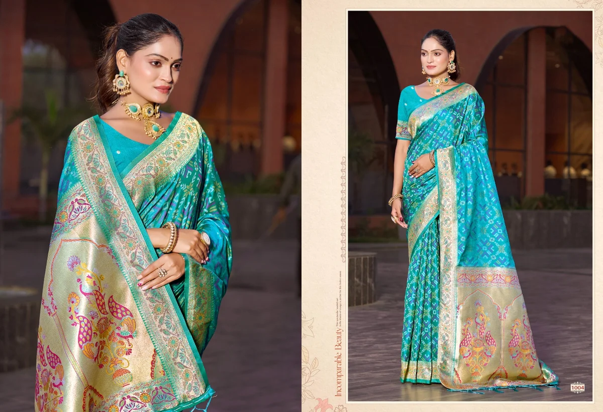 Bandhani Silk (Series 1001–1004) – Silk Saree with Bandhani Zari Weaving Work