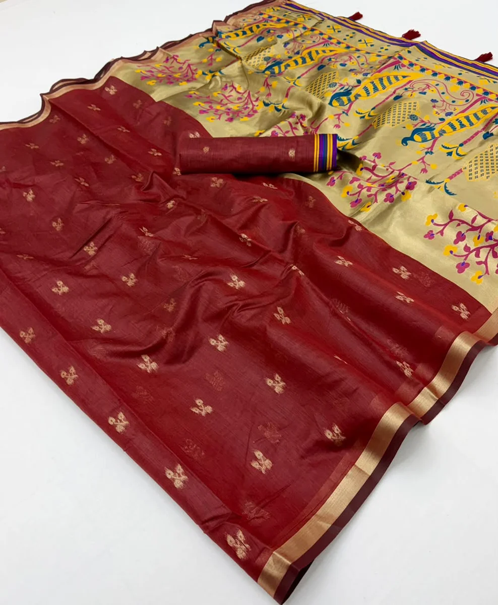 Tapti Cotton – Jamdani cotton weaving with tissue pallu & Zari border + matching blouse piece