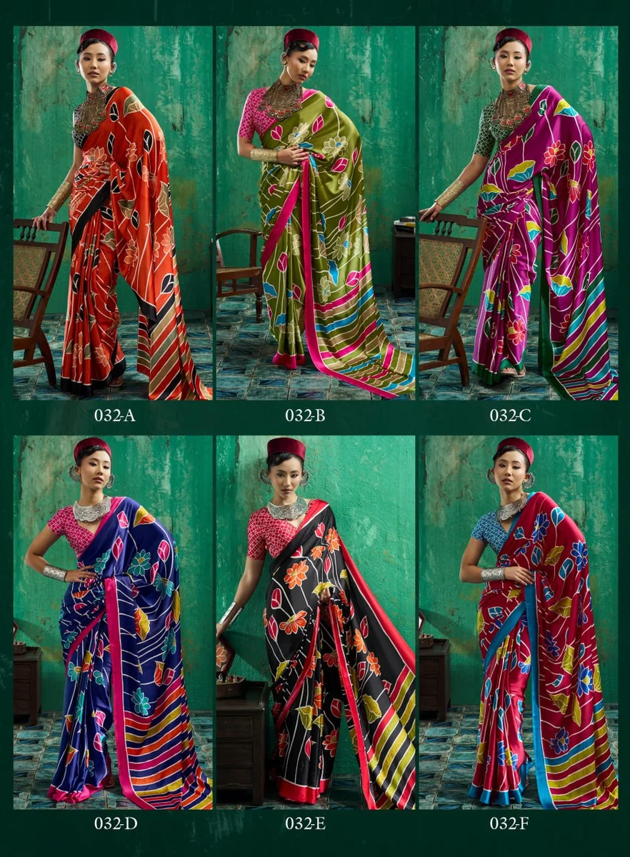 Modal Satin Ajrakh Print Saree + matching Moda blouse by www.Laavsee.com