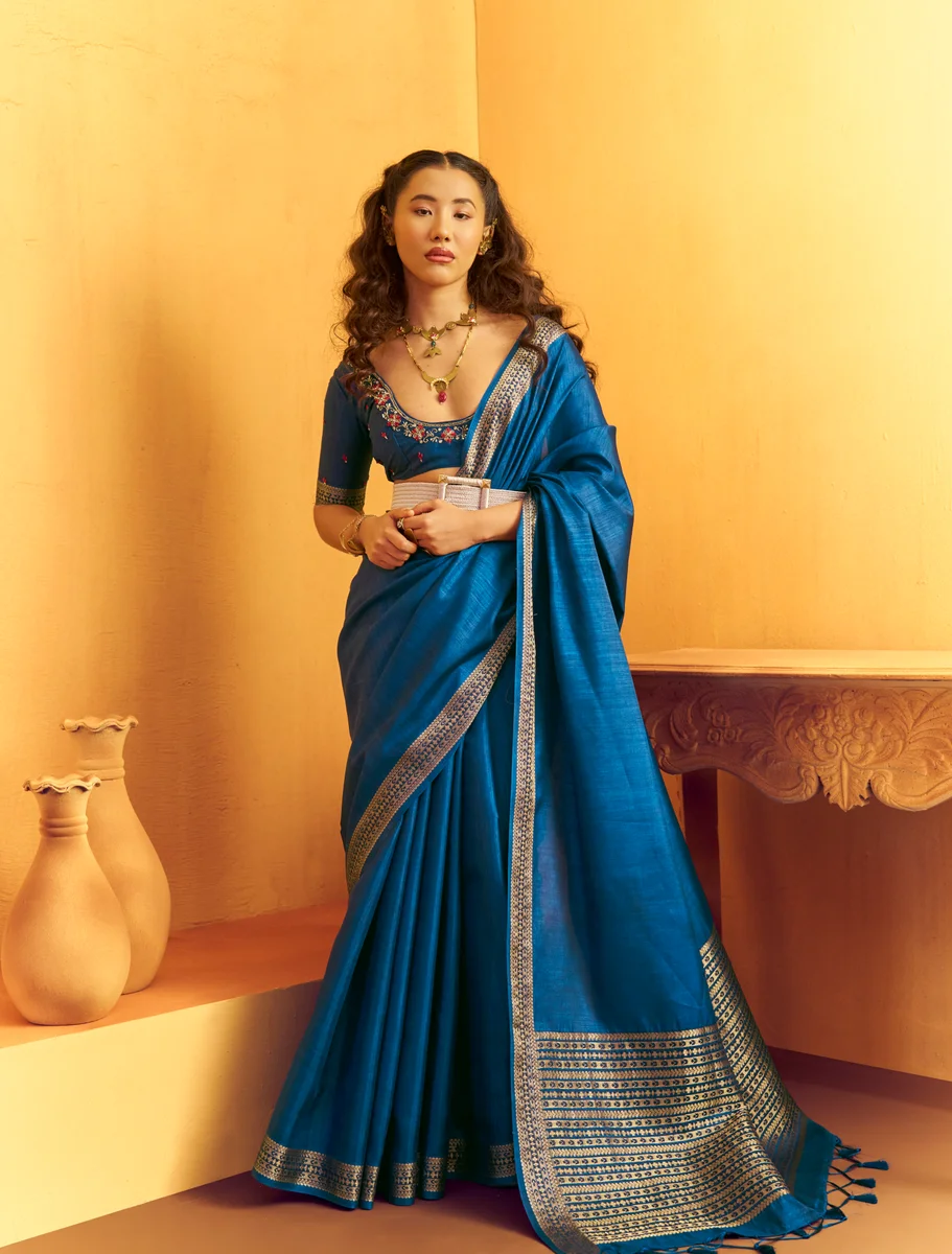 Gurbani Handwork (Series 01–06) – Tussar Silk Handloom Weaving Saree + Handwork blouse | Occasion: Party, Festive
