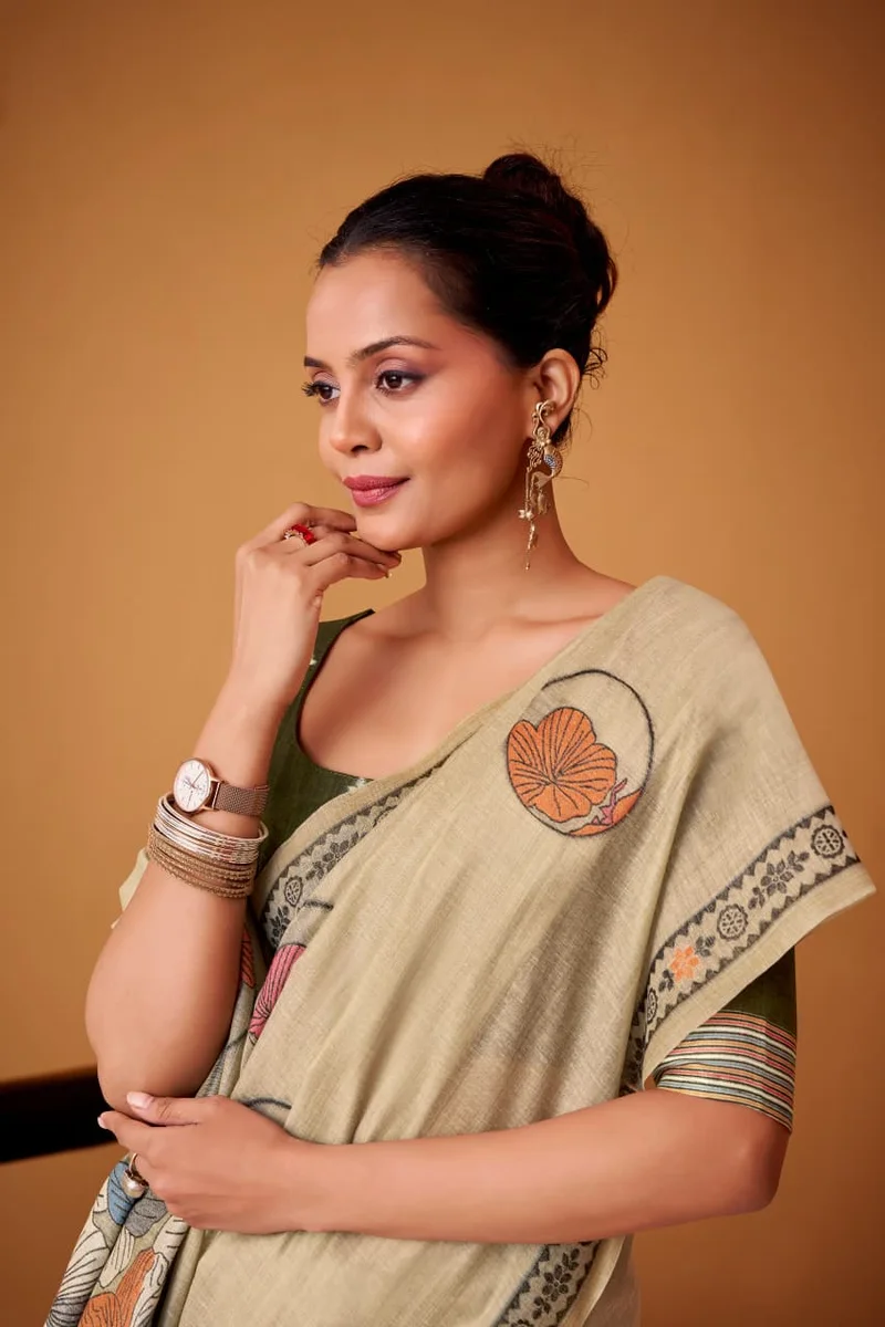 SILVER PEARLS SILK – Jamdani Cotton Saree with matching blouse piece
