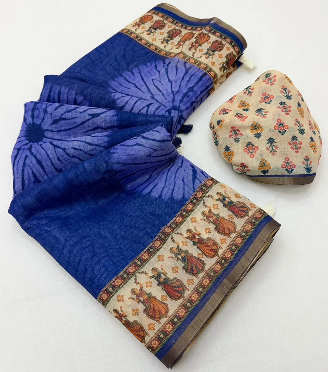 LV207CN191026-2 Lisha – Soft cotton-based Linen saree by www.Laavsee.com